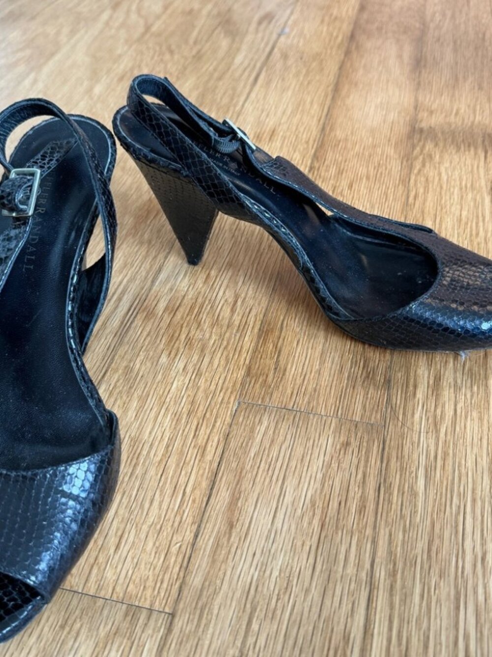 Loeffler Randall Black Snakeskin Sandals Size 11